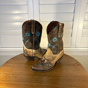 Dan Post Brown and Blue All Leather Heeled Boots